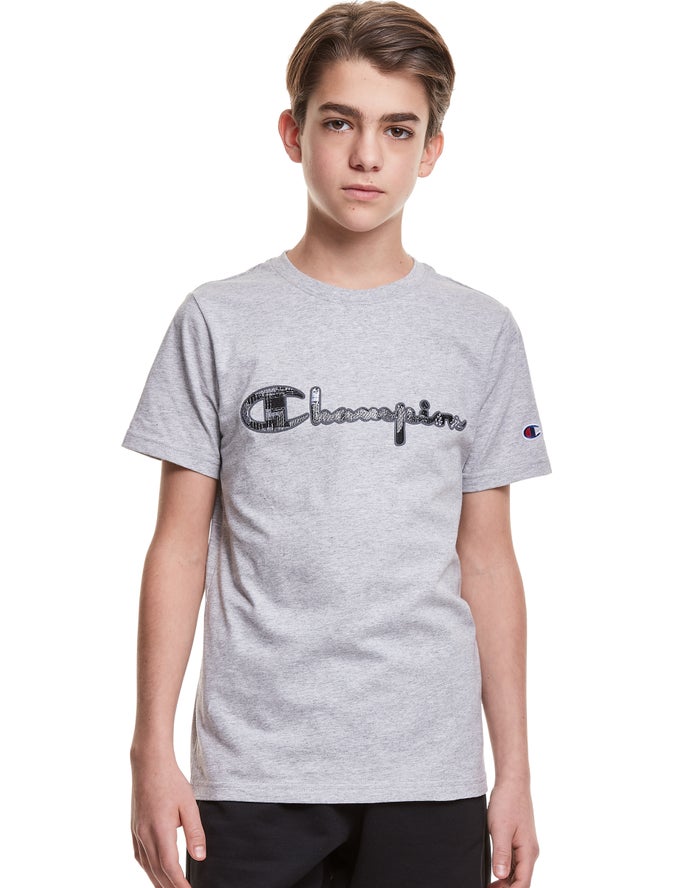 Champion Tonal Applique Logo T-Shirt Jongens - Grijs - Belgie 8471OSQBD